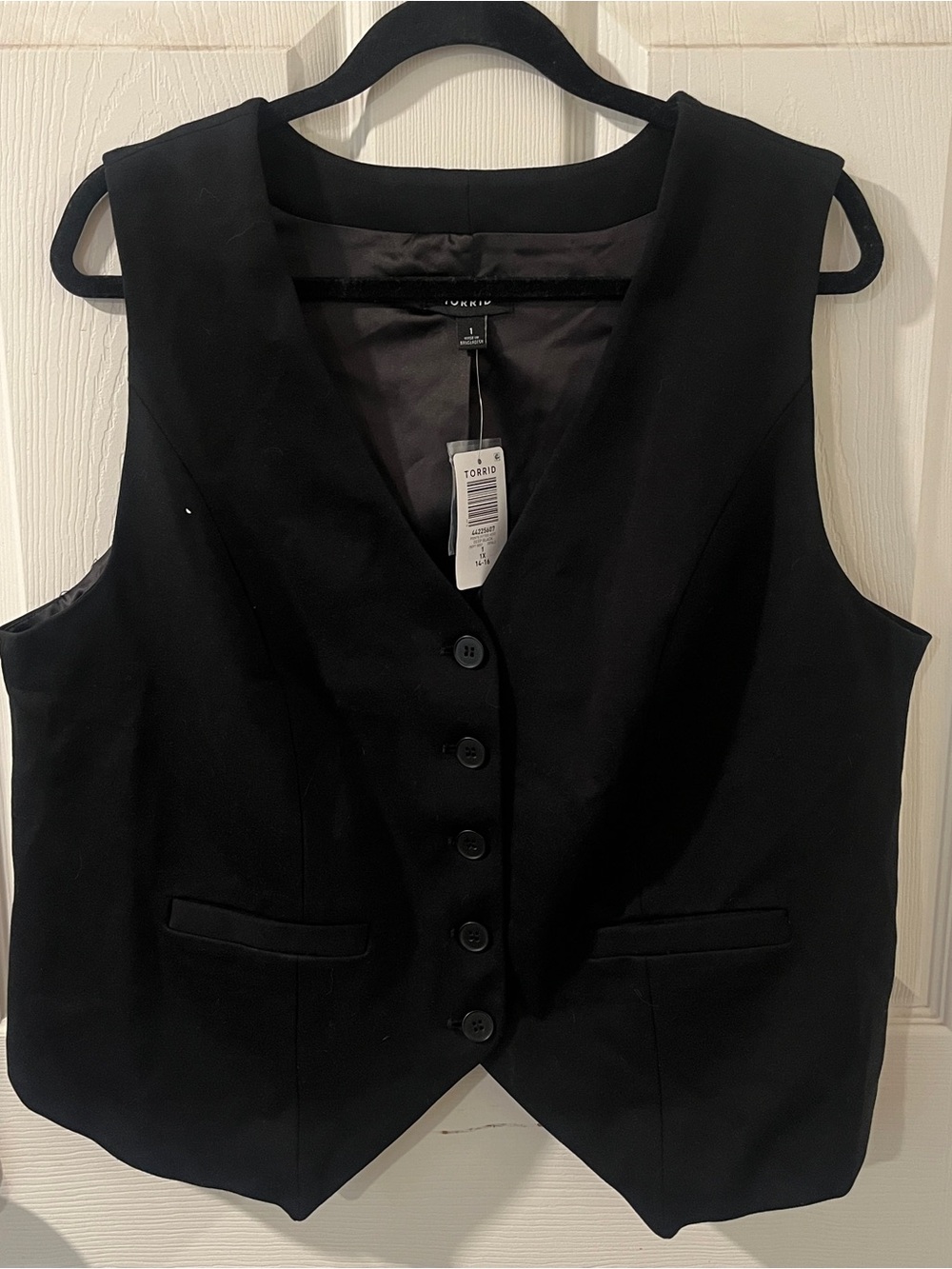 torrid Black Tailored Button-Front Vest